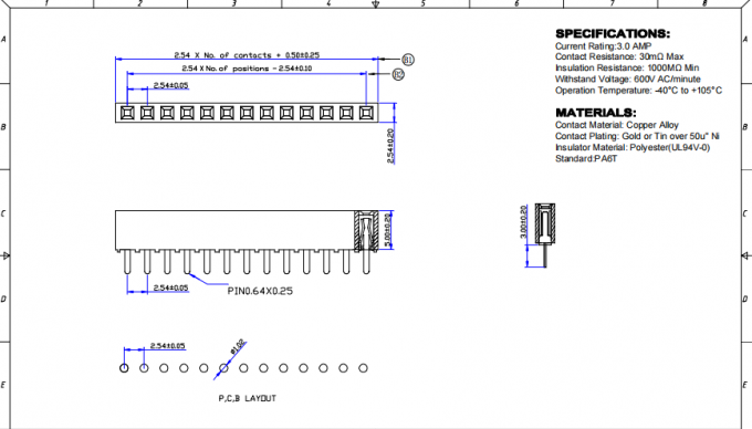 DIP 180 Degree Straight Female Header 5.0mm Height U Type Terminal