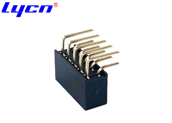 Black Right Angle Header Connector Dual Row 2.54 Mm Female Header