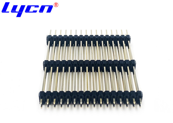 DIP Male Pin Header Connectors 2.54 Mm Pitch Gold Flash Triple Plastic Bodies