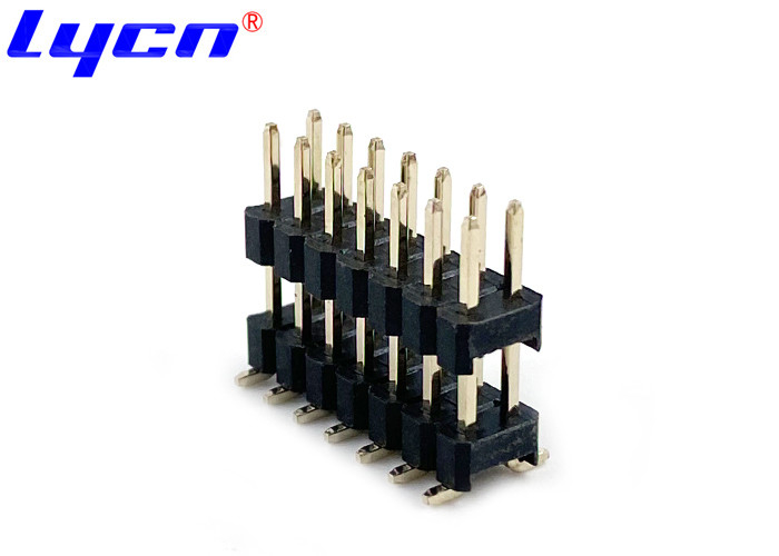 Phosphor Bronze 2.54 Mm 14 Pin Header Connector SMT Type Dual Insulators