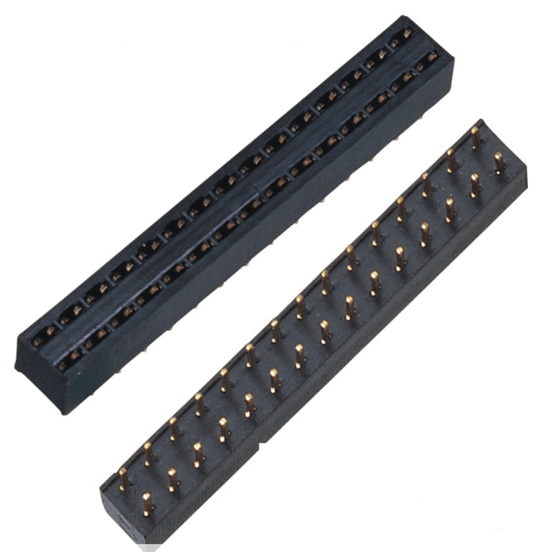 Gold Flash PA6T 1U Female Pin Header Connector PCB 2.0mm Pitch