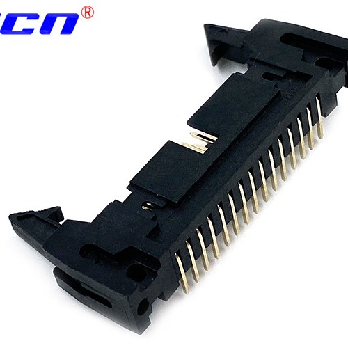 Ejector 2.54 Mm Right Angle Header Male Connector PA9T Plastic ROHS Approved