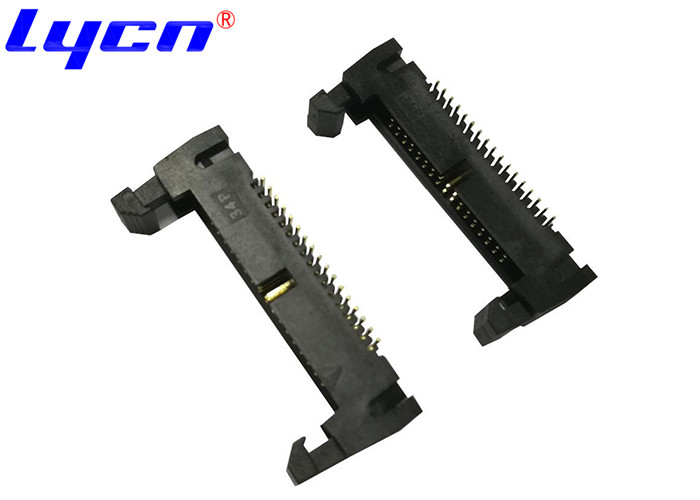 Black 1.27 Mm Pitch Ejector Header Connector Bending Brass Gold Tin Plating